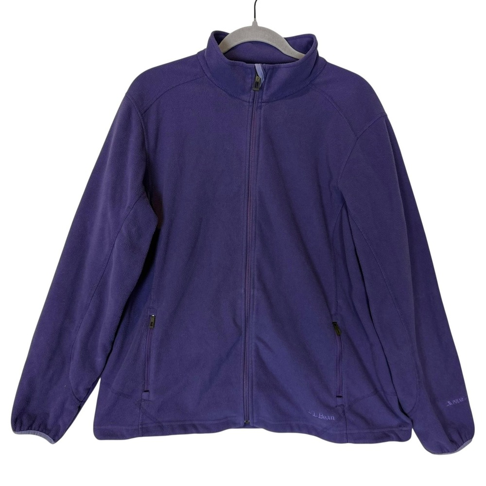 L.L. Bean Jacket Womens XL Purple Full Zip Fleece Polartec Outdoor Pockets